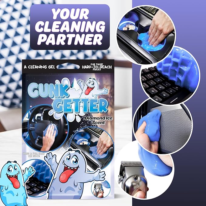 Car Cleaning Gel 12 Pack for Those Hard to Reach Places, Automotive Cup Holder Electronic Keyboard Office, Slime Gel Cleaner Dust Crumb Removal (Diamond Ice, 12 Pack)