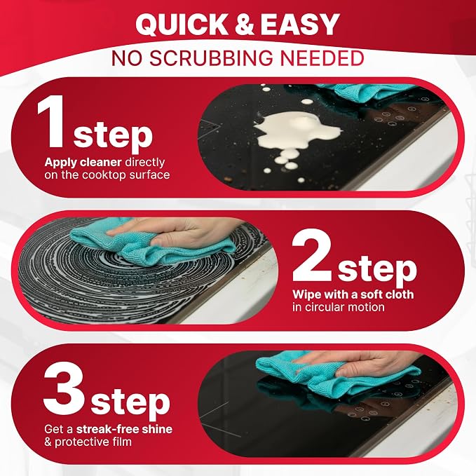 Nordicare Stove Top Cleaner Glass Ceramic - Induction Cooktop Cleaner Polish And Protector For Everyday Use - No Scrubbing Pad Needed - Leaves Protective Film - Made In Denmark (16.9oz)