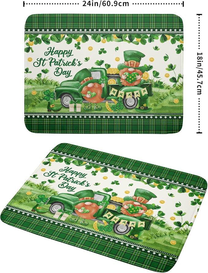 Shamrock Truck Dish Drying Mat Buffalo Check Dish Drainer Mat 18x24 inch Reversible Microfiber Quick Dry Rack Pad for Kitchen Counter Sink