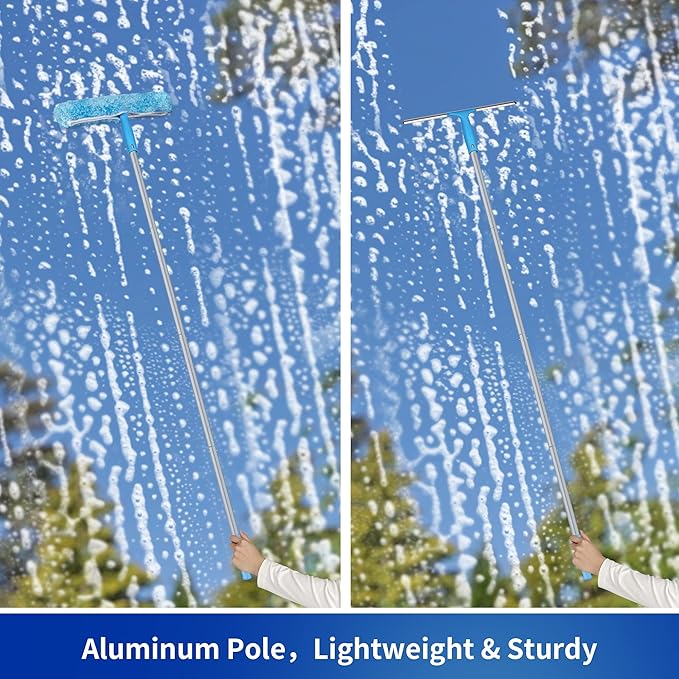 MR.SIGA Window Squeegee Extension Pole, 4 Pieces Aluminum Pole, 54.3 inch | Compatible with MR.SIGA professional window squeegee & microfiber windowscrubber