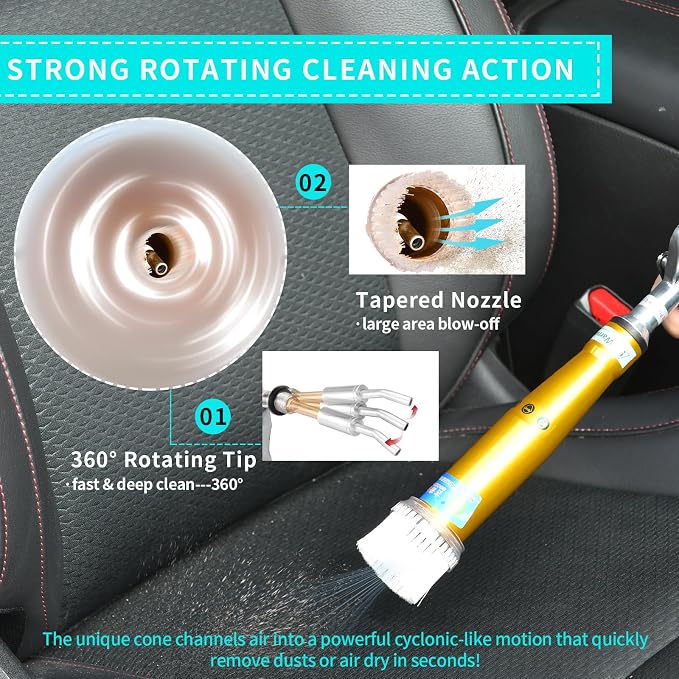 GOCCIDA High Pressure Car Cleaning Gun Air Blow Gun for Car Detailing | Tornado Dry Cleaning Gun Pro Auto Detailing Tool Quickly Removes Surface Dirt and Dust Air Gun Works with Air Compressor