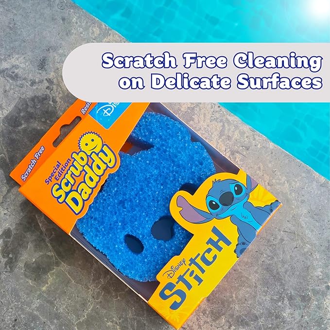 Scrub Daddy Disney Stitch Dish Sponge Twin Pack, Smiley Face Sponges for Cleaning & Washing Up - Kitchen Non Scratch Scourers with FlexTexture Firm & Soft Scrubbing, Dishwashing Scrubber