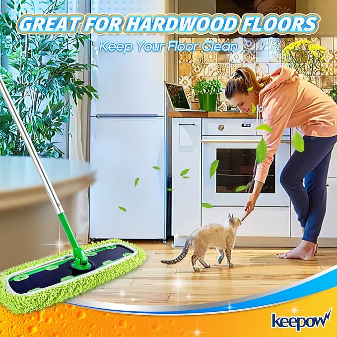 KEEPOW XL Dry Sweeping/Wet Mopping Cloths for Swiffer XL Sweeper, 6 Pack | Reusable & Washable Microfiber Mop Pad Refills for Surface/Hardwood Floor Cleaning