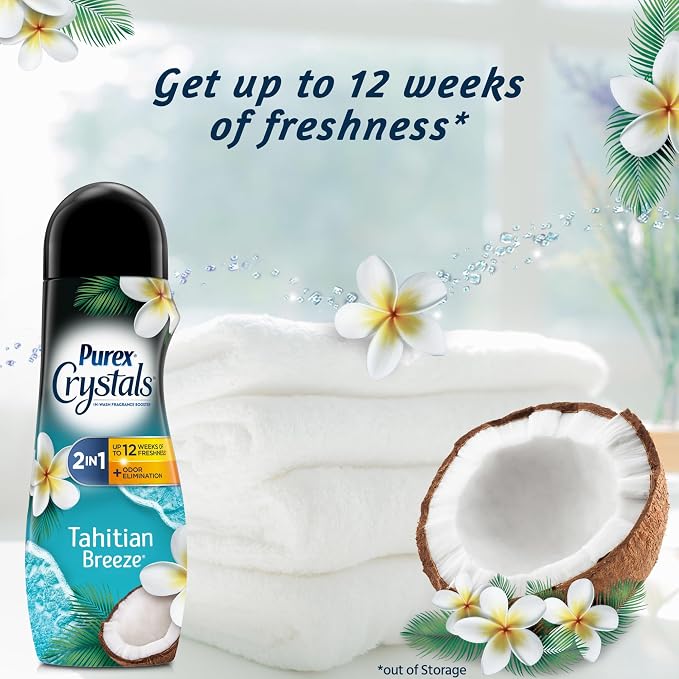 Purex Crystals in-wash Fragrance and Scent Booster,Tahitian Breeze,21 Ounce,(Pack of 8)