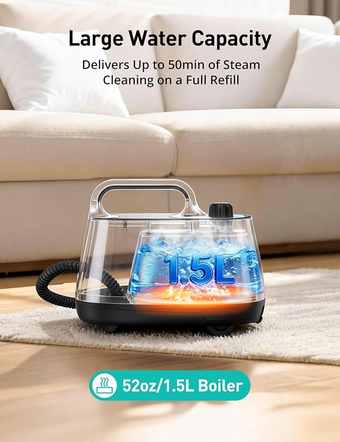 Steam Cleaner for Home, 293°F 5-Bar High Pressure Powerful Multipurpose Handheld Steam Mop, 21 Attachments, 50Oz Capacity, Heavy Duty Steamer for Floors, Cars, Tiles, Crack Cleaning, Turquoise