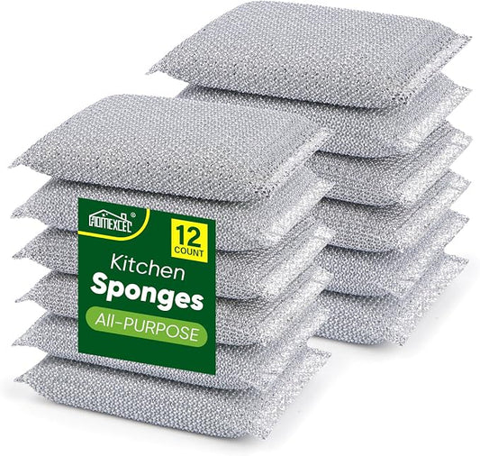 HOMEXCEL All-Purpose Sponge Pads 12PK, Non-Scratch Dish Sponges Safe for Non-Stick Cookware, Pots & Pans, Ideal Cleaning Dish Scrubber Pads for Kitchen, Bathroom and Household