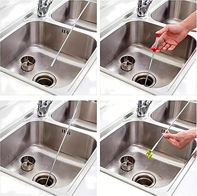 Flexible Drain Clog Remover Tool, Extra Long Plumbing Snake Hair Catcher with 4-Prong Grabber Claw, Heavy-Duty Spring Reacher for Kitchen Sink, Bathroom Tub, Sewer & Dropped Items (63 inch)