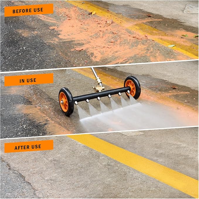 Undercarriage Pressure Washer Attachment, Siebwin 16" Dual-Function Water Broom for Pressure Washer Undercarriage Cleaner with 3 Pieces Extension Wand, 4000 PSI, Orange