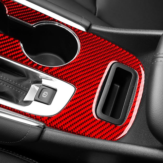Red Real Carbon Fiber Trim for Chevy Malibu 9th Gen Accessories | for 2016-2024 at Panel Type A Gear Shift Panel Box Cover Sticker Interior Thick Overlay Decal