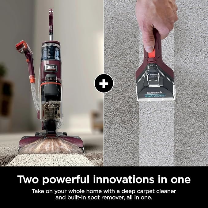 Shark EX150 CarpetXpert, Upright Carpet, Area Rug & Upholstery Cleaner for Pets, Built-in Spot & Stain Eliminator, Deep Cleaning & Dirt & Grime Removal, Carpet Shampooer, Magenta (Renewed)
