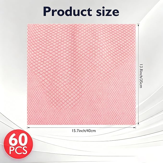 60 Pack Disposable Dish Cloths for Kitchen, Durable Cleaning Wipes | Short-term reusable cleaning cloths for bathroom & daily Cleaning (Red)