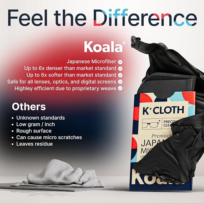 Koala Lens Cleaning Cloth | Japanese Microfiber | Black & Green (Pack of 6)