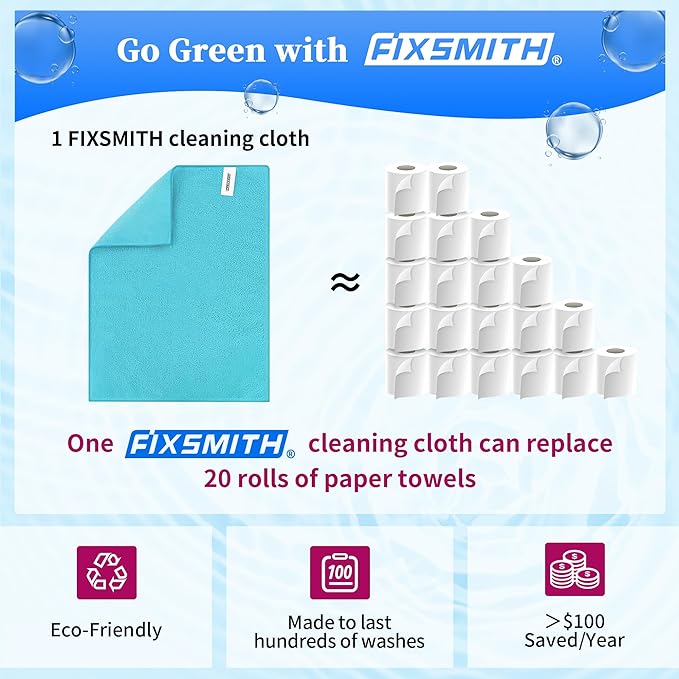 FIXSMITH Shop Towels-200 Pack, Multi-Functional Shop Rags, 12 x 16 in Microfiber Cleaning Cloth, Highly Absorbent Cleaning Rags, Cleaning Towels for Car Kitchen Home Office