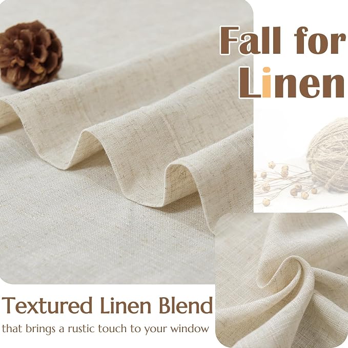jinchan Pinch Pleated Linen Back Tab Tier Curtains,26x36,4 Panels,Natural | Light filtering,rod pocket,small window treatment,cafe curtains,machine washable,farmhouse,kitchen,bathrooms,laundry