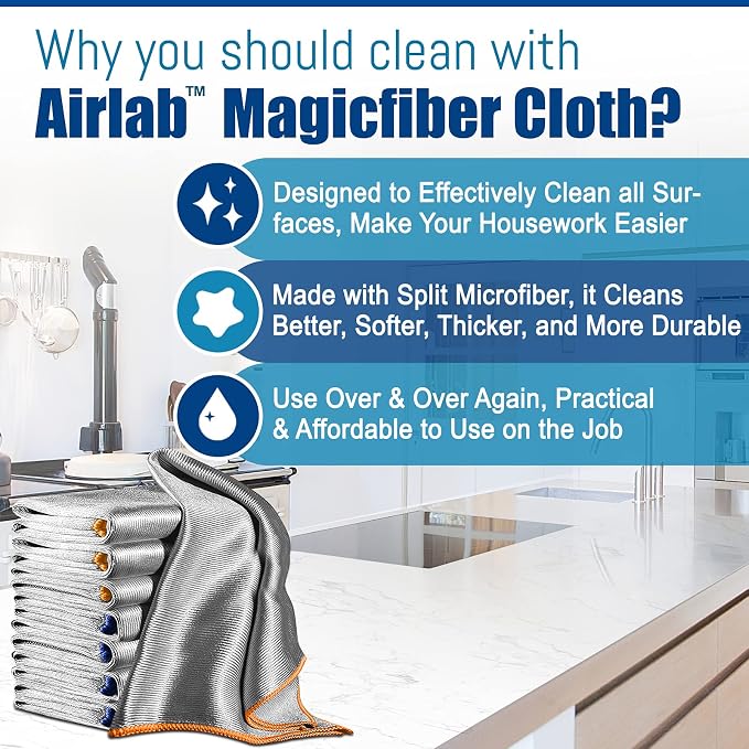 Glass Polishing Streak Free Miracle Cleaning Cloth, Sliver-Orange Blue | Lint Free Microfiber Cleaning Rags for Glasses Kitchen Dish Mirrors Easy Clean, 16 x 12 Inches, Pack of 8