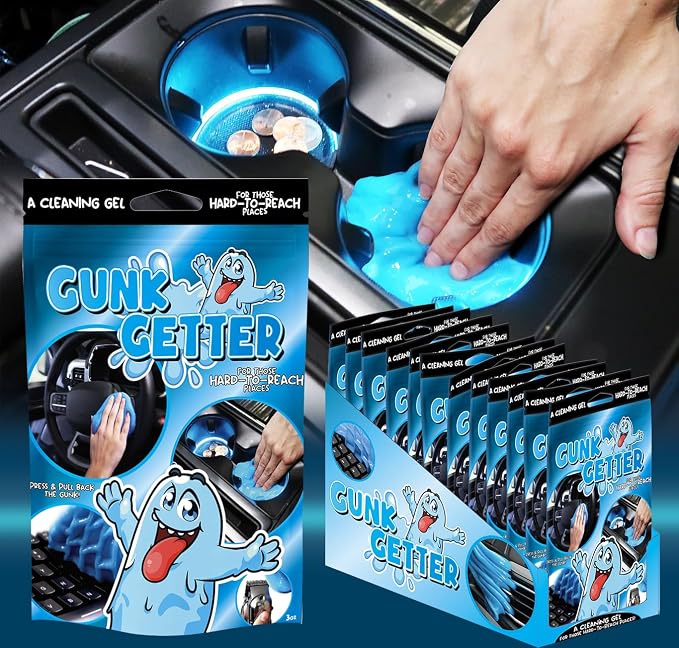 Car Cleaning Gel 12 Pack for Those Hard to Reach Places, Automotive Cup Holder Electronic Keyboard Office, Slime Gel Cleaner Dust Crumb Removal (Resealable Pouch, Blue, 3oz) 12 Pack
