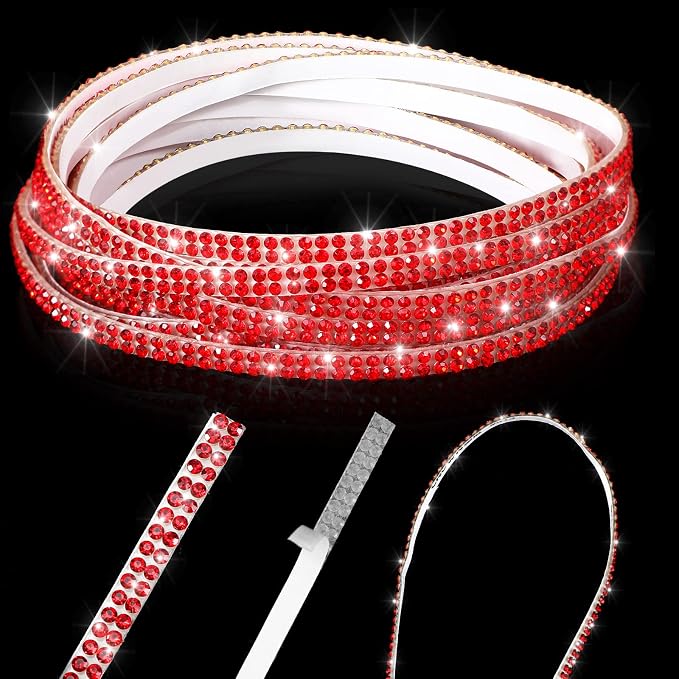 Kingdder 32.8 ft Bling Car Trim Self Adhesive Bling Car Accessories for Women Rhinestone Strip Glitter Diamond Sticker DIY Line Molding Dashboard Decal Shiny Auto Stuff for Interior Exterior Decor