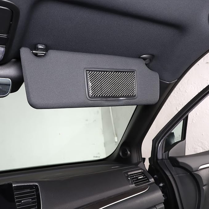 Car Sun Visor Panel Trim Cover Sticker for Honda Pilot 2016-2022/ Ridgeline 2017-2023/ Passport 2019-2023, Car Visor Makeup Mirror Panel Trim Cover, Carbon Fiber (Exterior Threshold_Black)