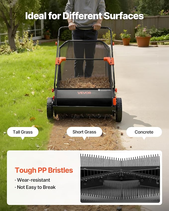VEVOR 3 Packs Lawn Sweeper Brush Replacement, Compatible with VEVOR 26 in Lawn & Leaf Collector Sweepers, Yard Sweeper Brush Paddle with Durable V-Shaped Bristles for Easy Grass Leaf Cleanup | Compatible with Our 26 in Lawn & Leaf Collector Sweepers, D...