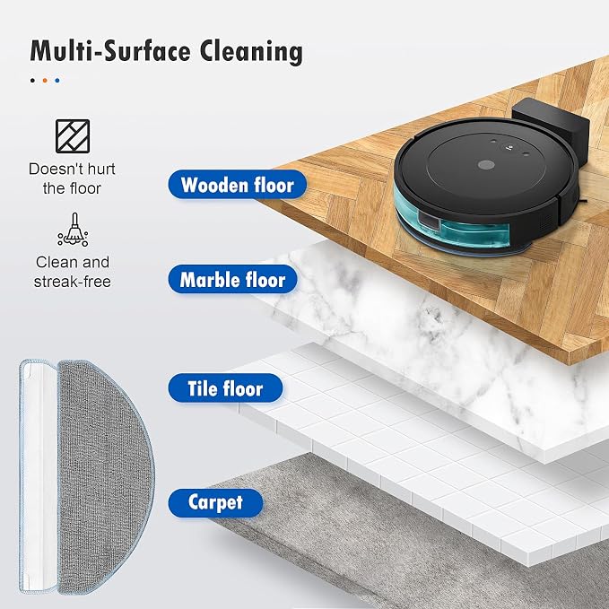 6 Pack Mop Replacement for iRobot Roomba 105 Combo & Essential Robot Vacuum | Compatible with Roomba 105X/ Roomba 104/ Y0140 / Y0110 / Q011 / Q012 / Q052 , Microfiber Washable Mopping Pads