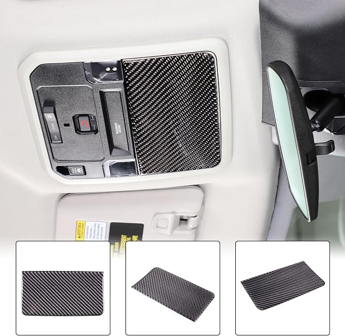 Aunginsy Car Roof Glasses Box Cover Decorative Sticker Compatible with Toyota Tundra/Sequoia 2022-2024 Real Carbon Fiber Car Roof Glasses Box Panel Trim Sticker Protection Cover Interior Accessories