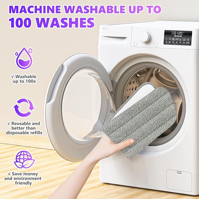 6 Pack Reusable Mop Pads Compatible with Swiffer PowerMop, Wood Floor Pads Microfiber Mop Replacement Refills Machine Washable for All Floor Surfaces