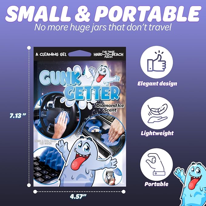 Car Cleaning Gel 12 Pack for Those Hard to Reach Places, Automotive Cup Holder Electronic Keyboard Office, Slime Gel Cleaner Dust Crumb Removal (Diamond Ice, 12 Pack)