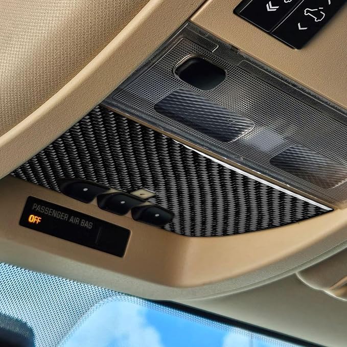 Fit for Cadillac Escalade ESV 2007-2014 / EXT Hybrid 2009-2013 | Real Carbon Fiber | Roof Map Reading Lamp Panel Cover | Stickers | Anti-scratch | Self-adhesive