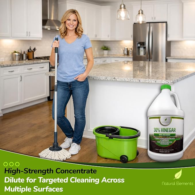 Natural Elements 30% Vinegar | Home & Garden | 6X Cleaning Power | Multiple Uses | 1 Gallon