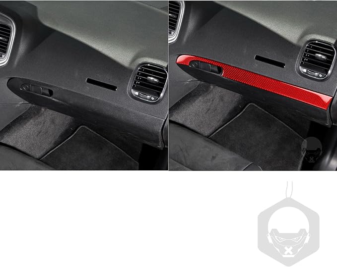 Glove Box Handle Decals Fit for Dodge Charger/Chrysler 300 2011-2023 | Real Carbon Fiber | Accessories | Trim Passenger Side Storage Box Glove Box Panel | Thick Overlay | Self-adhesive | Red
