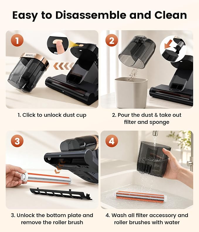 Mattress Vacuum Cleaner, 15Kpa Bed Vacuum Cleaner with UV-C Light Technology & Thermal Care, HEPA Filter & Ultrasonic, Versatile Handheld Vacuums Machine Deep Cleaner for Bed, Couch, Sofa, Crib
