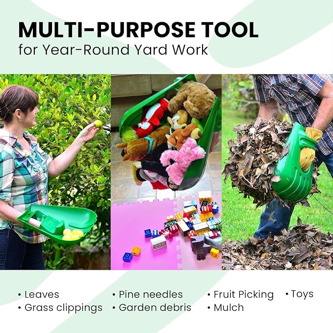 GARDEASE Leaf Scoops, Ergonomic Large Hand Held Rakes for Yard (1 Pair) | Closed-claw design scoops leaves and grass fast, wet or dry. Also great for mulch, compost, fruit picking and pet cleanup.