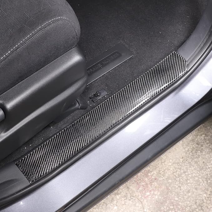 Car Door Sill Scuff Plate Trim Panel, Car Door Entry Guards, Threshold Strip, Door Sill Guard for Honda Pilot 2015-2019, Carbon Fiber (Built-in Door Sill Sticker)