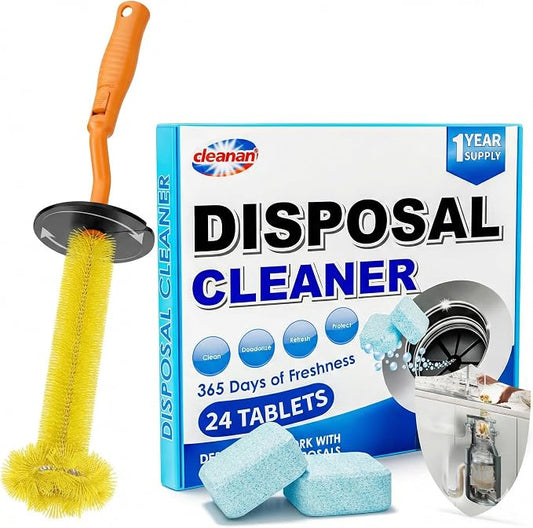 Universal Garbage Disposal Brush and Foaming Garbage Disposal 24 Tablets Bundle