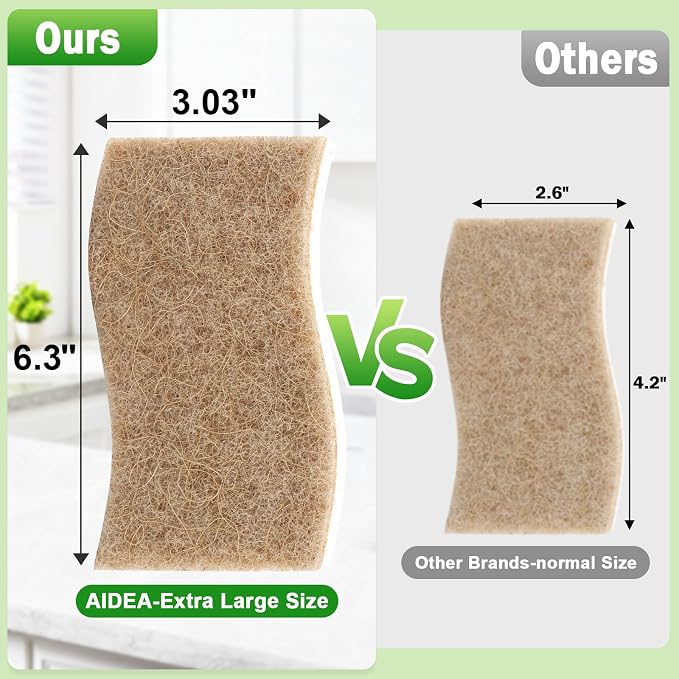 AIDEA XL Sponges Kitchen, 12Count, Non-Scratch Dish Sponges | Large Natural Sponge for Non Stick Cookware, Cellulose Cleaning Sponge for Dishes, Bathroom, Household