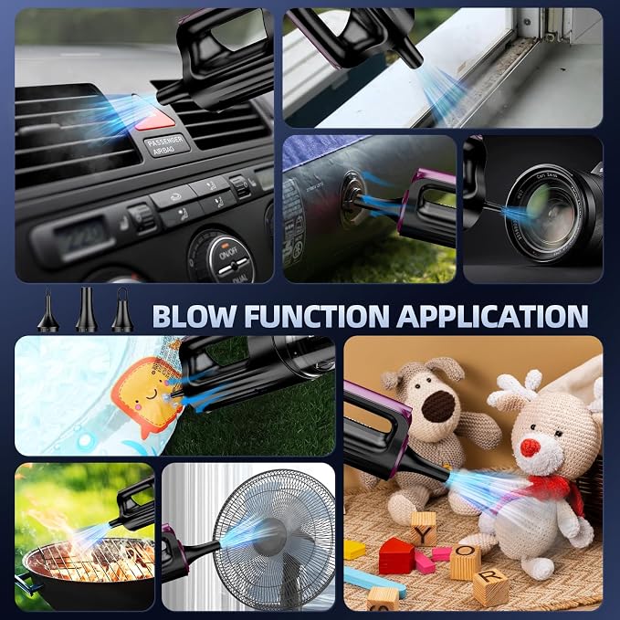 MONOZEL Cordless Handheld Vacuum Cleaner, 18000Pa 2 in 1 Car Vacuum Cleaner&Air Duster, 130W Brushless Motor with 7800mAh Battery, LED Light and Multi-Nozzles, Portable for Car, Home, Office, Pet