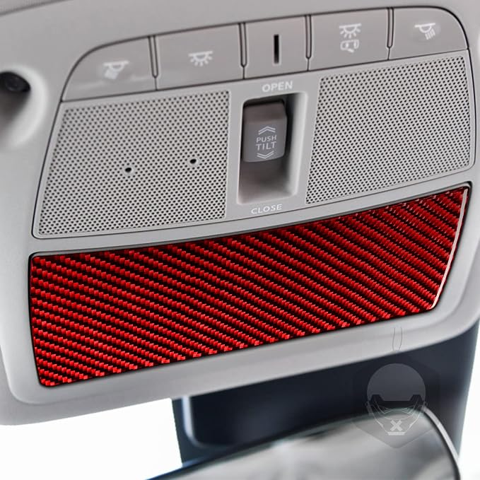 Red Real Carbon Fiber Trim for Nissan Rogue Accessories | for 2014-2020 / Rogue Sport 2017-2022 Front Roof Reading Light Panel Sticker Interior Thick Overlay Decal