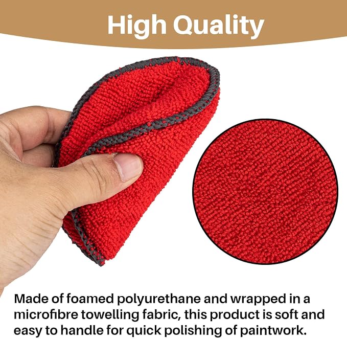 Sukh 12 Pack Microfiber Applicator Pads - Foam Car Wax Applicator Pad for Detailing | 4.72 Inch Foam Pads for Car Wax, Polish and Ceramic Coating, Soft Scratch-Free Applicators for Auto Detailing