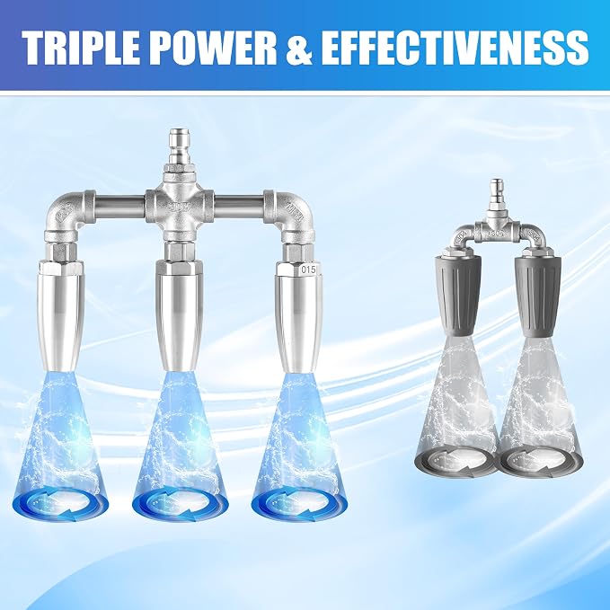 Triple Turbo Nozzle, 1/4" Quick Connect, 3000 PSI | 3 rotating stainless steel tips with 1.5 orifice for hard-surface pressure washing; not a foam cannon or surface cleaner