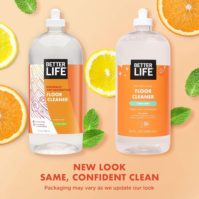 Better Life Floor Cleaner - Liquid Multipurpose Cleaner for Wood, Tile, Laminate, Vinyl, Bamboo - Hardwood Floor Cleaner for Mopping - Citrus Mint 32oz