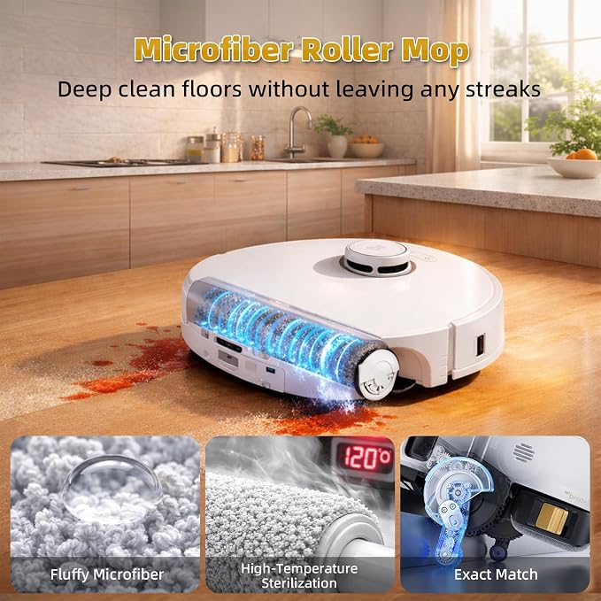 24 Pack Replacement Accessories for Roborock Qrevo Curv 2 Flow Robot Vacuum | 2 Pairs Main Brushes 2 Roller Mops 4 HEPA Filters 6 Side Brushes 6 Dust Bags 1 Cleaning Brush 1 Screwdriver