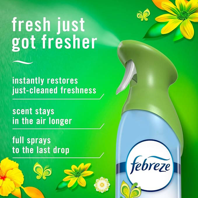 Febreze Air Mist, Air Freshener Spray, Odor Fighting Room Spray, Deodorizer for Home Bathroom Kitchen Office Apartment Dorm Room Classroom, Gain Original Scent, 8.1oz (Pack of 6)