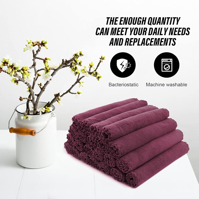MOONQUEEN Ultra Soft Premium Washcloths Set - 12 x 12 inches - 72 Pack - Quick Drying - Highly Absorbent Coral Velvet Bathroom Wash Clothes (Burgundy)