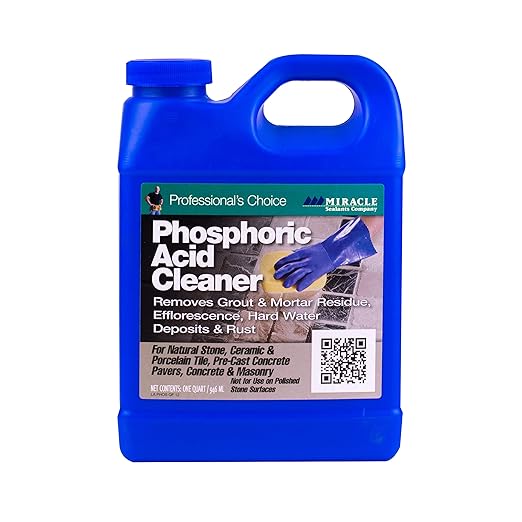 Miracle Sealants Phosphoric Acidic Cleaner for Tile, Stone, Pavers & Masonry, Grout Haze, Rust Stain & Efflorescence Remover, Quart