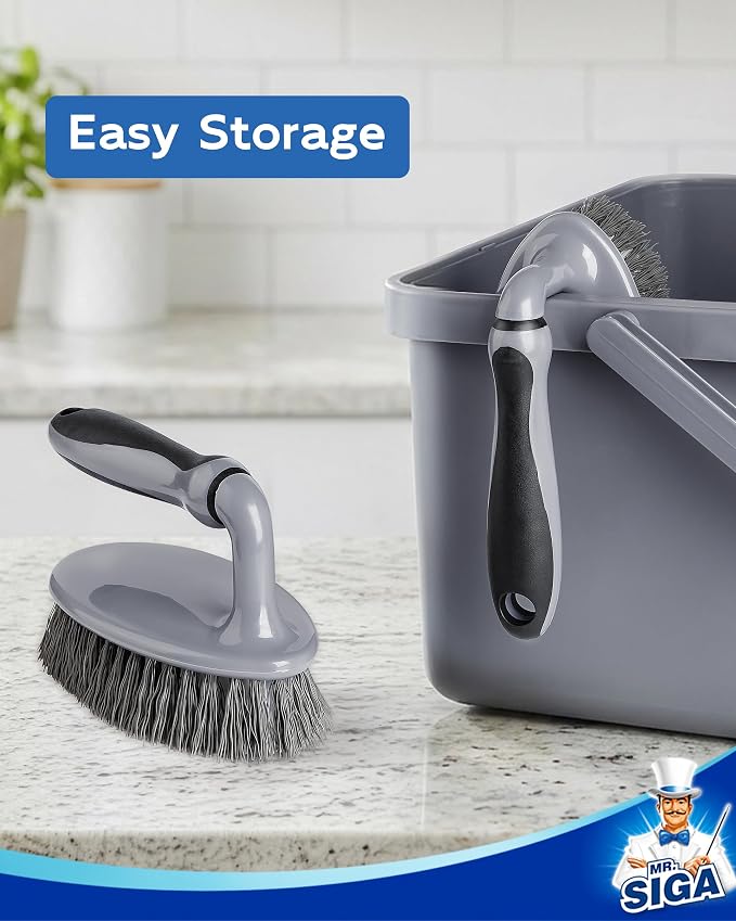MR.SIGA Heavy Duty Scrub Brush with Comfortable Grip for Bathroom Shower | Strong bristles with effective scrubbing power, ideal for kitchen, bathroom, shower and everyday household cleaning.