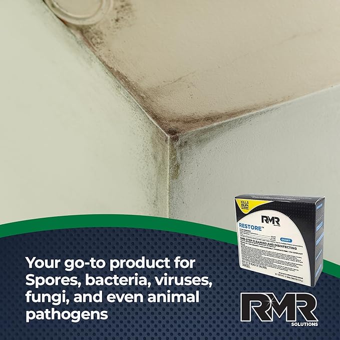 RMR Solutions RESTORE Disinfectant & Cleaner Concentrate, EPA Registered Mold Remover & Antibacterial Cleaning Solution for Kitchen, Bathroom, Floor, Home, Pet Areas, Counter, 3.34g, Makes 16 Quarts