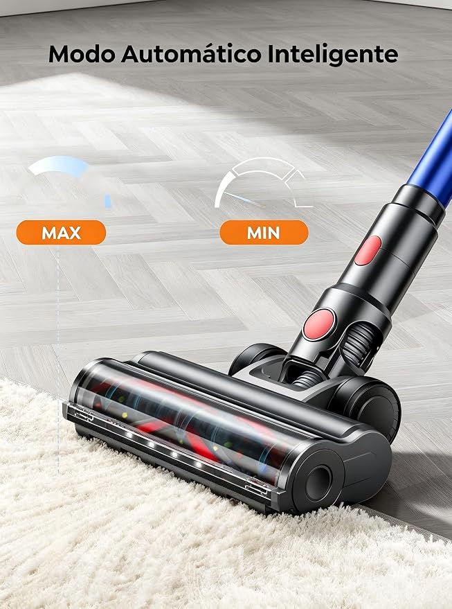 SMOTURE Cordless Vacuum Cleaner, 600W 45KPA 60Min Stick Vacuum Cleaners, Rechargeable Vacuum Cordless with Extra Mattress Cleaning Tool, Self-Standing, Wall Mount Charging, for Pet Hair Floor Carpet