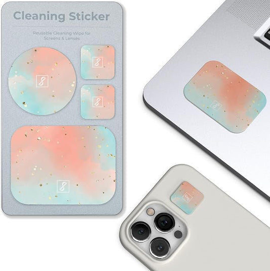 SleekStrip Portable Cleaning Sticker Pad Reusable Screen Cleaner Wipes Lens Cleaner Wipes for Phone iPad Car Touch Screen Display MacBook Computer Laptop Camera Lens Electronic TV Monitor - 1PK (4PCS)