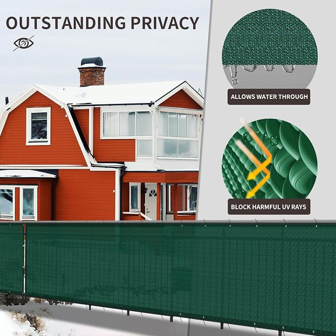 LOVE STORY Custom Size 3' x 2' Balcony Privacy Screen Cover, Dark Green | HDPE Fabric, 95% UV Block, Fence Screen for Patio, Railing Cover for Apartment, Privacy Protective, Custom Size Available