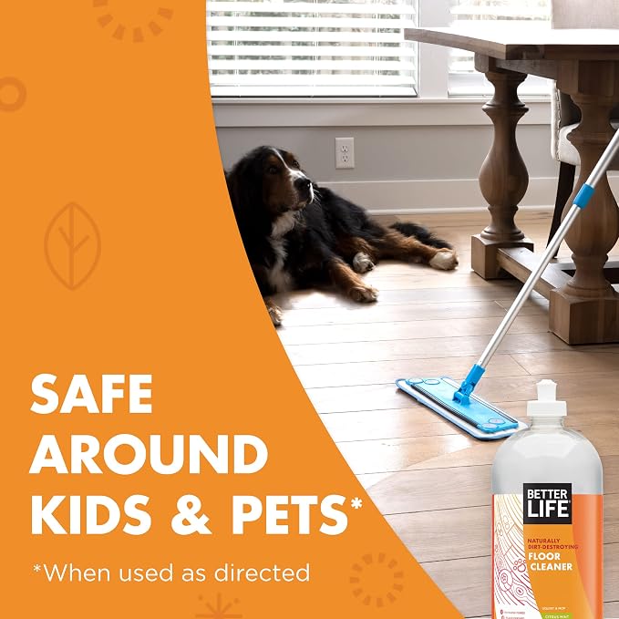 Better Life Floor Cleaner Concentrate - Liquid Multipurpose Cleaner for Wood, Tile, Laminate, Vinyl, Bamboo - Hardwood Floor Cleaner for Mopping - Citrus Mint 1 Gal Concentrate (Pack of 4)